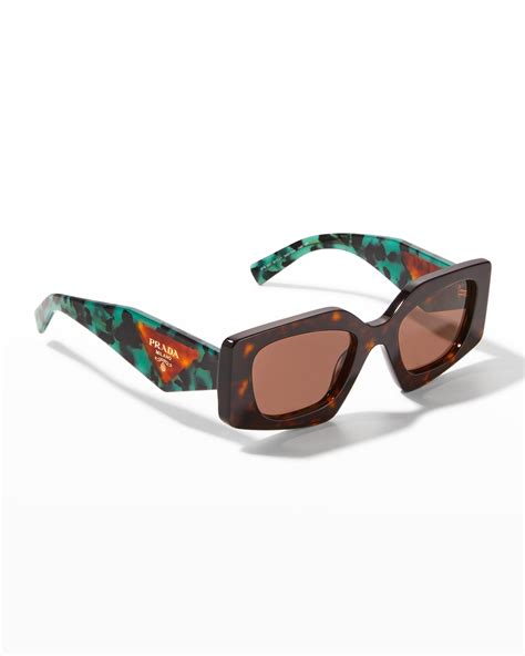 prada tortoise rectangle acetate sunglasses